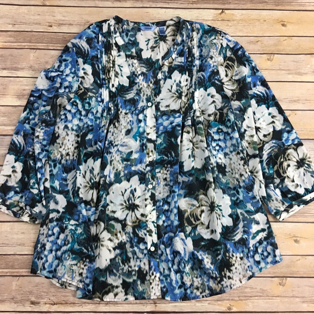 Izod floral pleated blouse
